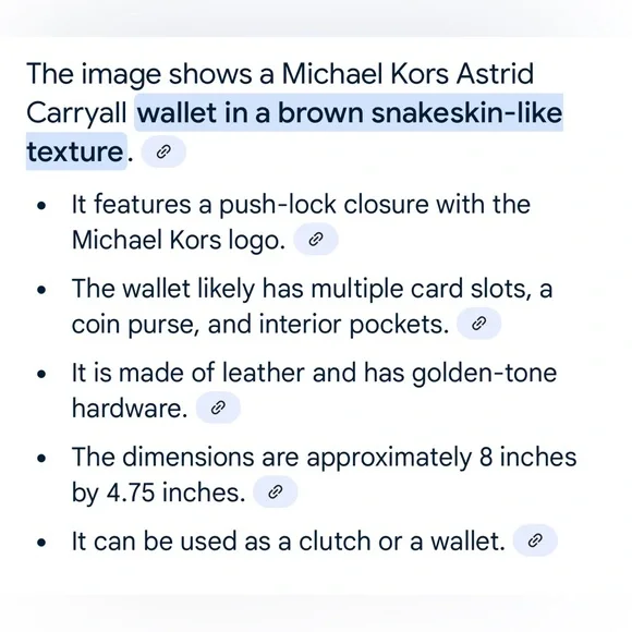 Michael Kors Brown Embossed Snakeskin Leather Wallet. GUVC - Picture 7 of 7